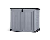 Keter Store-it-out Pro Mülltonnenbox, 145.5x82x123cm, Robuste Abfallbehälter-Lösung, 1200L, Wetterfest, Grau/Schwarz, UV-beständiges Polypropylen, Abschließbar