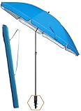 4smile Sonnenschirm Strand SunnyJoy, Blau - UPF 50+ Strandschirm Ø 180 cm, sicherer Sonnenschutz Strand, Strandschirm windfest stabil - Sonnenschirm mit Schutzhülle