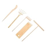 HONITANO 5 Stück Teiliges Zen Garten Werkzeug Miniatur Bambus Sand Rechen für Zen Sandkasten DIY Gestaltung Kompakt Leicht für Meditation und Dekoration