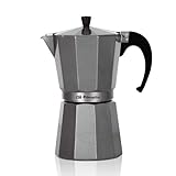 Orbegozo KFS620 KFS 620 Italienische Kaffeemaschine aus Aluminium, 6 Tassen Fassungsvermögen, ergonomischer Griff, Sicherheitsventil, Abnehmbarer Filter, Silber