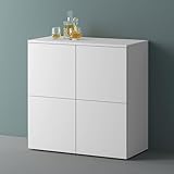 Mai & Mai Möbel Kommode Aufbewahrungsschrank mit 4 Türen in Weiß matt Sideboard Schrank Mehrzweckschrank BTH: 76x36,4x74 cm Schrank04