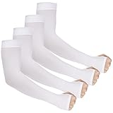 Ouligay 4 Paar UV Sonnenschutz Ärmel Ärmlinge Armschutz UPF 50+, Arm Sleeve Gaming, Armsleeve Armstulpen Sommer, Kühlung Armlinge für Damen Herren Volleyball Basketball Fußball Gaming Weiß
