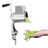 Manuelle Käsereibe mit Kurbel, Reibe Küche Schnelles mit 5 austauschbaren Trommelklingen, Schneiden Grater Manuelle Kartoffelreibe Gemüsehobel Trommelreibe für Gemüse, Obst, usw