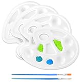 4 Stück Mischpalette, Mischen Mit 2 Pinsel,Farbmischpalette,Malpalette Mischpalette Acrylfarben, Palette Malen für Farben, Farbmischpalette, Universalpalette, DIY Malerei Kunst