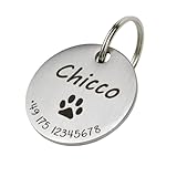 WIENS3D Hundemarke mit Gravur - Personalisiert mit Name - ⌀23mm - Namensschild für Halsband - Dog Tag - Anhänger Marke für Hunde - mit Symbolauswahl - Tiermarke für Hunde, Katzen & Welpen