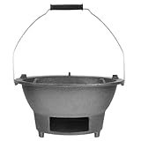 PAMINGONO Portabler Gusseiserner Mini grill für Innen und Außen Vielseitiger Holzkohle kohlegrill mit Robustem Design für Grillen Heizen und Camping Einfacher Gebrauch Inklusive Grillrost