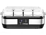 ROMMELSBACHER Joghurtbereiter JG 40 - für bis zu 1200 g Joghurt, LCD Display, 18 Stunden Zeitschaltuhr, automatische Abschaltung, elektronische Temperaturregelung, 8 Portionsgläser à 150 ml, 40 Watt