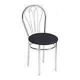 All4All Stuhl Venus Küchenstuhl aus Metal Chrom Bistrostuhl Esszimmer Wohnzimmer Esszimmerstuhl Wohnzimmerstuhl (AL2 SCHWARZ)