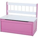 Licht-Erlebnisse Truhenbank Kinderzimmer 60 cm breit Holz MDF Pink Weiß Sitzbank mit Stauraum Kindermöbel Bank Truhe