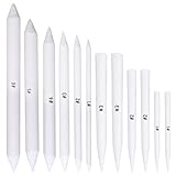 kuou 12 Stück Mischen Papierwischer, 6 Stück Blending Stumps+6 Stück Tortillions Skizzen Zeichnen Werkzeuge für Malerei Zeichnen DIY(Weiß)