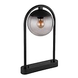 Außenstandleuchte Wegeleuchte Terrassen Lampe Außenbereich Stehlampe Glaskugel, IP44 Retro, Metall schwarz rauchfarben, 1x E27 Fassung, HxBxÜ 50x20x32cm