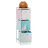Relaxdays Kinderregal, 3 Boxen, Jungen & Mädchen, Lama-Design, Regal Kinderzimmer, Spielzeug, HBT 89 x 27,5 x 30, bunt