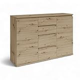 Brest Kommode in Artisan Eiche Optik - Modernes Sideboard mit viel Stauraum - 119 x 84 x 35 cm (B/H/T)