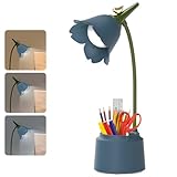GAOUTO Schreibtischlampe Kinder: 1 Stück Dimmbare LED Tischlampe mit 3 Farbtemperaturen, Schreibtischlampe mit Touchsensor und flexiblen Arm, USB Wiederaufladbar für Lesen und Studieren (Blau)