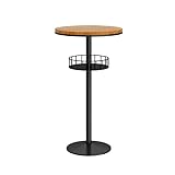 LJHFG63KUYT Indoor Home Round Small Bar Table with Storage Leisure Balcony Cafe High Top Table Theke für Küche(Teak)