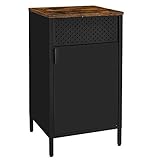 SONGMICS Aufbewahrungsschrank, Metallschrank, mit Doppeltür, Magnetverschluss, Verstellbarer Einlegeboden, Stahlgestell, 40 x 42,5 x 76 cm, vintagebraun-schwarz LSC101B01