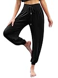 Terecey Haremshose Damen Lang Yoga Hosen Jogginghosen Damen Locker Yogahose Pilates Hose Weit Sweatpants Pluderhosen Yogahosen für Jogging Training Pilates