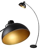 Stehlampe Arc, Osasy Vintage Stehleuchte, Retro Stehleuchten in Schwarz-Golden, verstellbarer Lampenschirm, 1x E27 max. 60 Watt, 165 cm Stehlampe Metall, zum Lesen, Wohnzimmer,Lounges