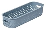 SmartStore Aufbewahrungskorb mit Griffen in blau 1,3L (29,5x10x6,5cm) I Körbchen Aufbewahrung aus recyceltem Kunststoff I Essence Slim Aufbewahrungskorb I Aufbewahrungsboxen mit 10 Jahren Garantie
