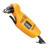 Hoteche 450W Winkelbohrmaschine – Leistungsstarker 220-240V Bohrer mit 0-1400rpm, 10mm Schlüsselaufnahme, variablem Geschwindigkeitsregler, VDE-Stecker, inkl. Zubehör – Ideal für Holz und Metall