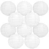 Encham Papierlaternen Weiß 15CM Groß 10 Stück Lampions Rund Lampenschirme für Feiertagen Hochzeiten Halloween Weihnachten Party Geburtstage Gartenparty Babyparty Deko Innen und Außen party deko weiß