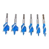 FTVOGUE Schlangenbohrer-Set, 4-schneidiger Sechskantschaft-Schlangenbohrer, Holzbohrer aus Kohlenstoffstahl, für Weichholz, Hartholz, Kunststoff, Gummi