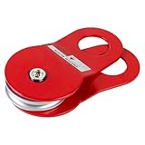 SWAWIS Umlenkrolle Forst Rot für Seilwinde, Seilrolle aus Stahl für Stahl- & Kunststoffseile, Durchmesser der Radnut 15mm, 10T Tragkraft, für Offroad-Rettungseinsätze Forstwirtschaft und Holzeinschlag