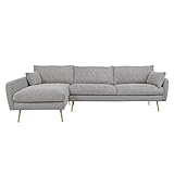HTI living Ecksofa Antonius Webstoff Grau Links Polsterecke mit Kissen