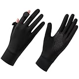 Ylucky Leichte Sommerhandschuhe, fingerlos, für Herren und Damen, UV-Sonnenschutz, Fahren, Baumwolle, rutschfeste Touchscreen-Handschuhe (Eismilch-Schwarz)