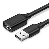 UGREEN USB 2.0-Verlängerungskabel, A-Stecker auf A-Buchse, vergoldet, US103, Modell 10313 (0,5 m), Rundkabel, Schwarz