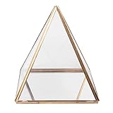 Ronlok Box aus Glas, dekorativ, geometrisch, goldfarben, Pyramide, aus Glas, geometrisch, für Geburtstag, Hochzeit, L