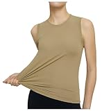 Workout-Tanktop mit Rundhalsausschnitt, einfarbig, modisch, athletisch, ärmellos, Basic-Shirts, einfarbig, Sport, lässig, Frühling, trendiges Lauf-Tanktop, gebogener Saum, fließend, atmungsaktiv