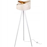 Stehleuchte Dreibein Holzschirm Design - Moderne Standleuchte für Wohnzimmer, Schlafzimmer und Büro