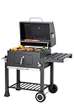 Tarrington House Memphis Holzkohlegrill, Seitenablage, Temperaturanzeige, mit Rädern, grau