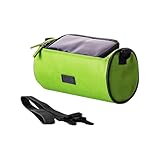 Mikikit Fahrrad Lenkertasche Zylinder Fahrradlenker Tasche für Mountainbike und Klapprad Grün Langlebiges Polyester Praktische Fahrradtasche mit Touchscreen handyfach