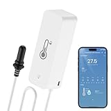 WIOONI WLAN Thermometer Hygrometer Innen Außen, WiFi Temperatursensor mit Externem Sensor und Tuya/Smart Life App für Pool, Teich, Aquarium, Gewächshaus, Kühlschrank, Terrarium