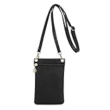Energather Handy Tasche Damen Umhänge, Weiche PU-Leder Kleine Umhängetasche Handyumhängetaschen für Frauen, Handytasche zum Umhängen mit abnehmbarem Schultergurt für Einkaufen, Dater (schwarz)