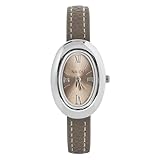 APXEL Armbanduhr Damen Ovale, Damenuhr mit Vintage Lederarmband Minimalistische Uhr für Damen Analog Quarzuhr Klassische Business Elegante Damenuhr Geschenke, Grau