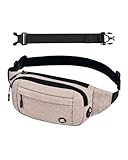 WATERFLY Bauchtasche Hüfttasche Herren Damen: Klein Gürteltasche Sport Bum Hip Bag Männer Frauen Waist Fanny Pack mit Verlängerungsgurt für Reise Wandern Hundetraining Outdoor Beige