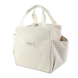 FYting Lunchtasche Damen,12L Kühltasche Klein Cord,Seitentaschen mit Großer Kapazität Speichern Regenschirme, Wasserbecher, Tabellengeschirr, Mobiltelefone,Geeignet für Picknicks Arbeit Schule(Beige)