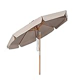 Sekey Sonnenschirm 300 cm Holz-Sonnenschirm Marktschirm Gartenschirm Terrassenschirm Rund UV50+