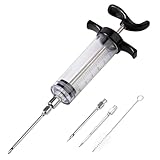 LiangYuanZen 30ml Fleischspritze für Fleisch, Fleischinjektor Set, Marinadenspritze für BBQ, Pökelspritze aus Kunststoff, für Fleisch, Geflügel und mehr.