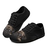 Jeiento Hike Barfußschuhe für Damen Herren, Niedliche Hunde Barfußschuhe mit Breiter Zehenbox, rutschfest, Niedlicher Mops, 38 EU