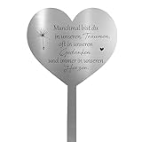Grabschmuck Wetterfest Grabschmuck Herz aus Metall mit der Aufschrift 'Manchmal bist du in Unseren Träumen oft in unseren Gedanken und Immer in Unseren Herzen“ Geeignet für Gärten Friedhöfe
