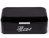 SYLANDO Brotkasten aus Metall, Brot Lange Aufbewahren, Retro Brot Box, Brotaufbewahrungsbox mit Deckel Groß (43 * 23 * 17 cm), Schwarz