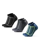 DANISH ENDURANCE Kurze Laufsocken, 3 & 5 Paar Sommer Sportsocken, Schweißableitend, Unisex, für Damen & Herren, Mehrfarbig (1x Schwarz/Grau, 1x Blau/Gelb 1x Grau/Schwarz), 43-47