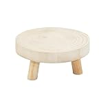 Spetebo Baumscheibe Pflanzenständer natur rund - 20 cm / klein - Holz Blumenhocker mit 3 Füßen - Pflanzenhocker Blumenständer Blumen Teller Pflanzen Deko Hocker
