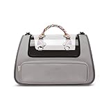 Transporttasche Katze Faltbar und Atmungsaktiv Transporttasche Katze ， mit Einstellbar Schultergurt Transportbox Katze für große Katzen und Welpen bis 7kg,Gray