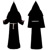 LuckyQianyi Robe Mönch Kostüm Herren mit Kapuze und Kreuz, Priester Kostüm Herren, Kostüm Mittelalter Herren Robe, Pfarrer Kostüm Herren, Passend zu halloween, kostümfest und karneval Cosplay (XXL)