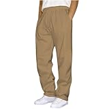 Dmmtot Herren-Freizeithose, Cargohose, gerades Bein, Taschen, Kordelzug, elastische Taille, lange Hose, Fitnessstudio, aktive Sporthose, Baumwolle, dehnbare Cargohose, Größe S-3XL, khaki, S